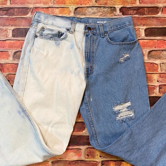 George Other - George Half Bleached Two Toned Jeans Men's Straight Leg Size 33-30